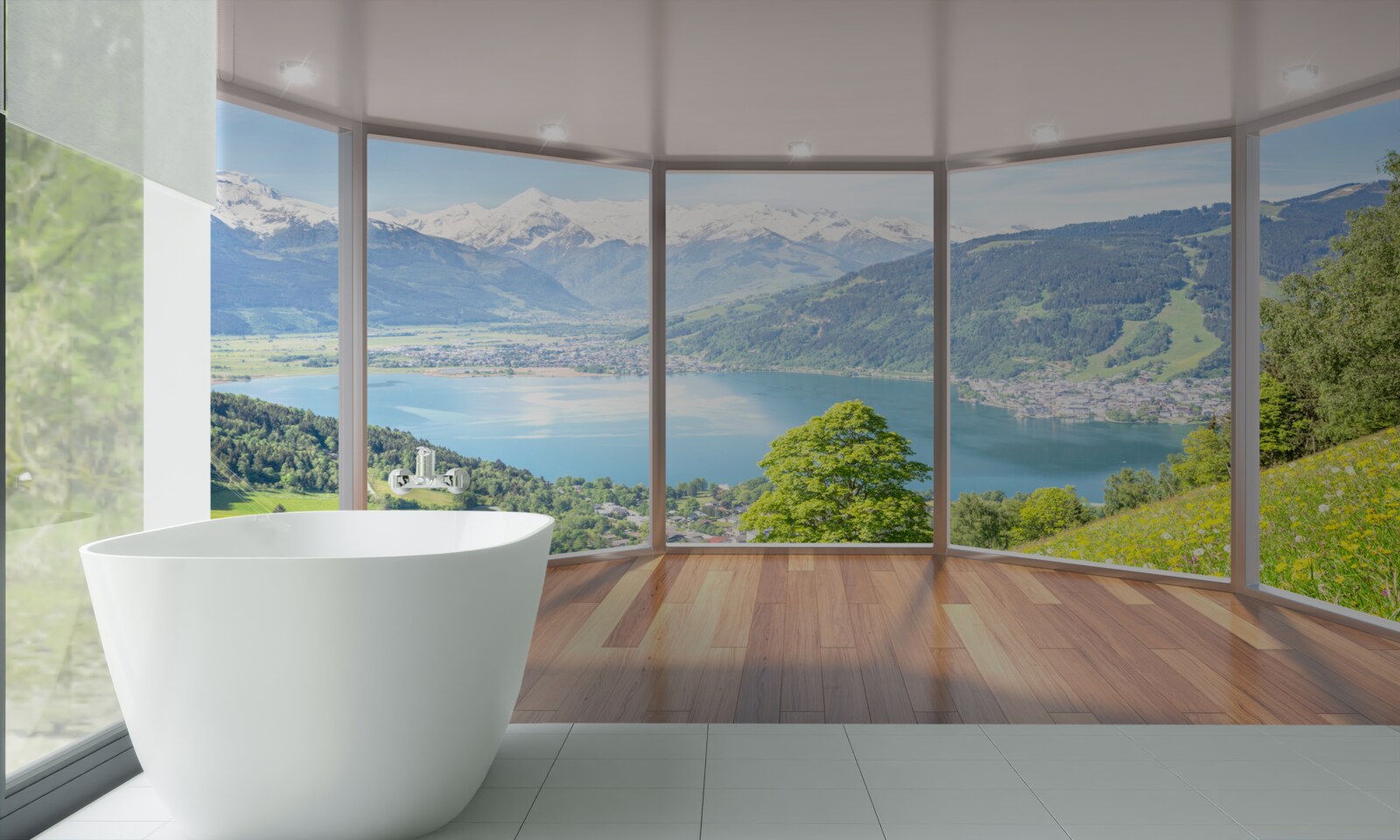 Papier peint vue sur les montagnes depuis la terrasse