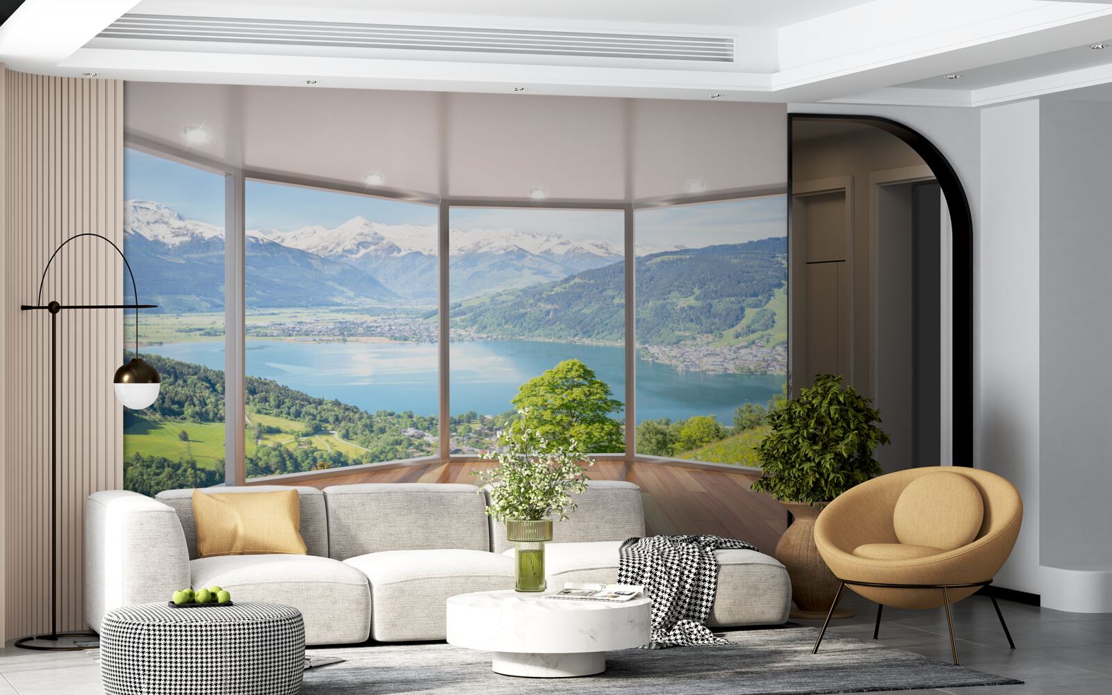 Papier peint vue sur les montagnes depuis la terrasse