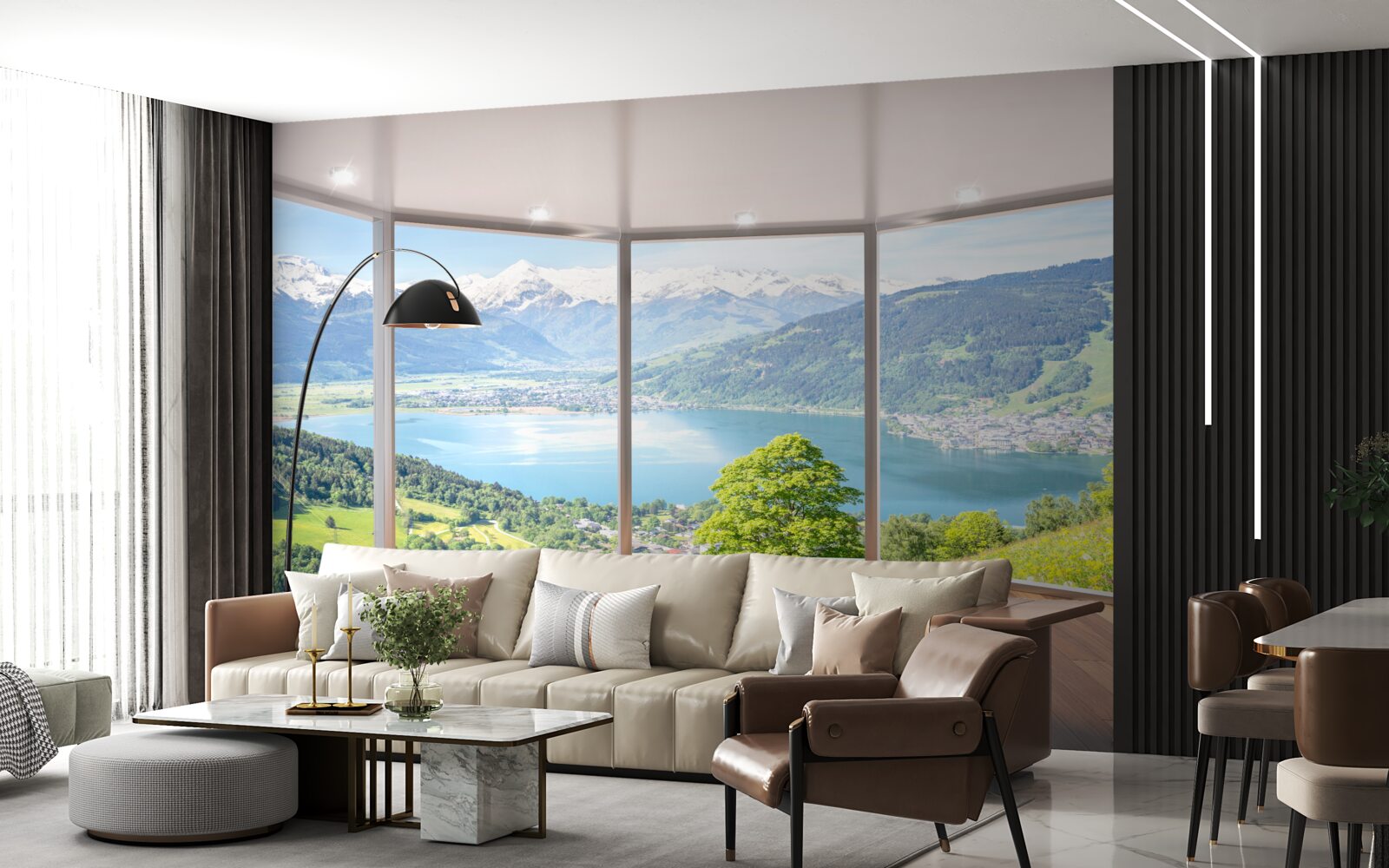 Papier peint vue sur les montagnes depuis la terrasse