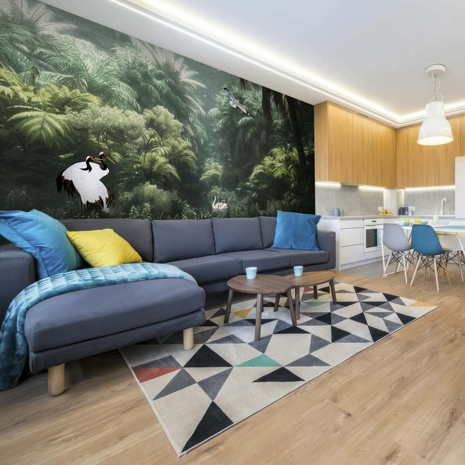 Papier peint jungles luxuriantes et habitants à plumes