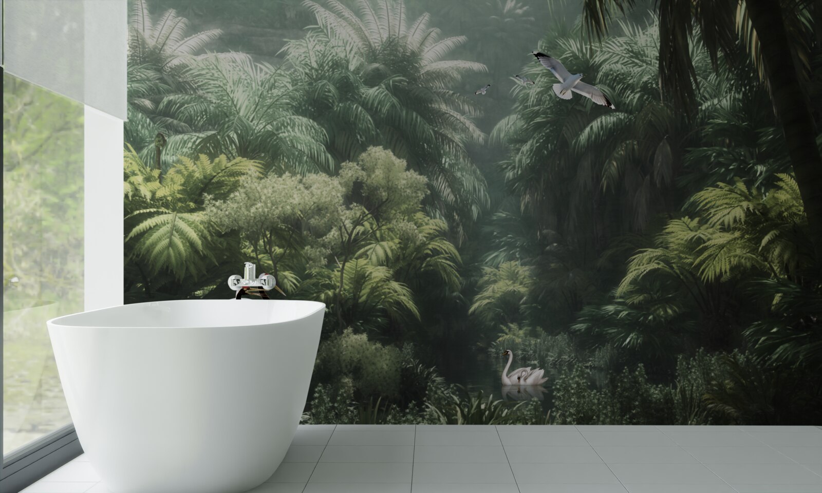 Papier peint jungles luxuriantes et habitants à plumes