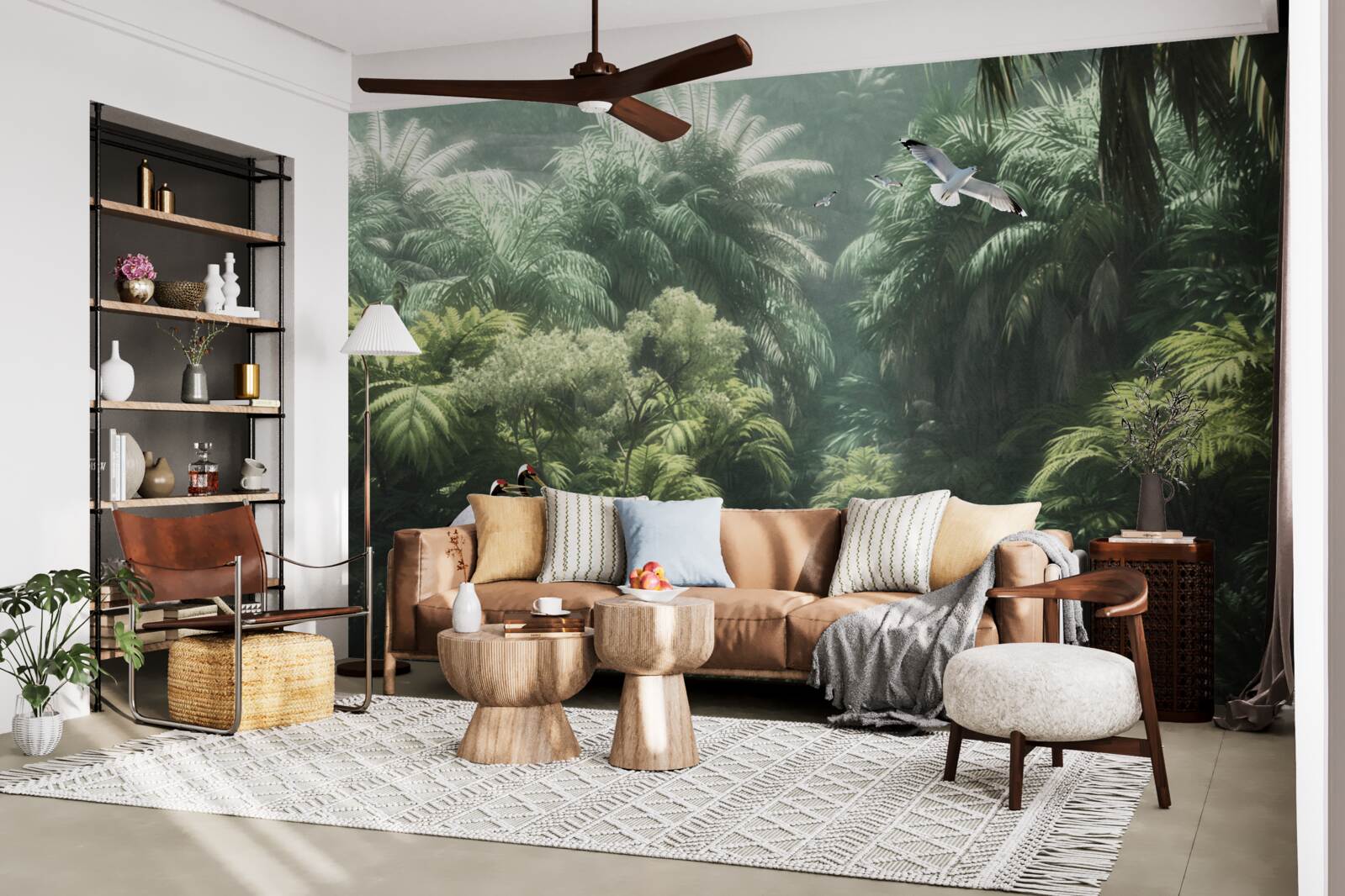 Papier peint jungles luxuriantes et habitants à plumes