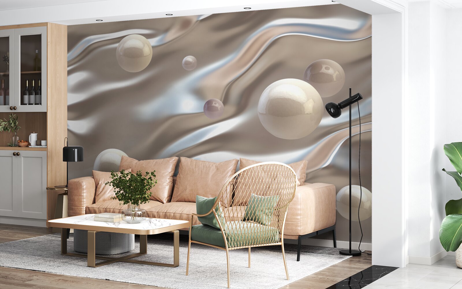 Papier peint nacre sur soie