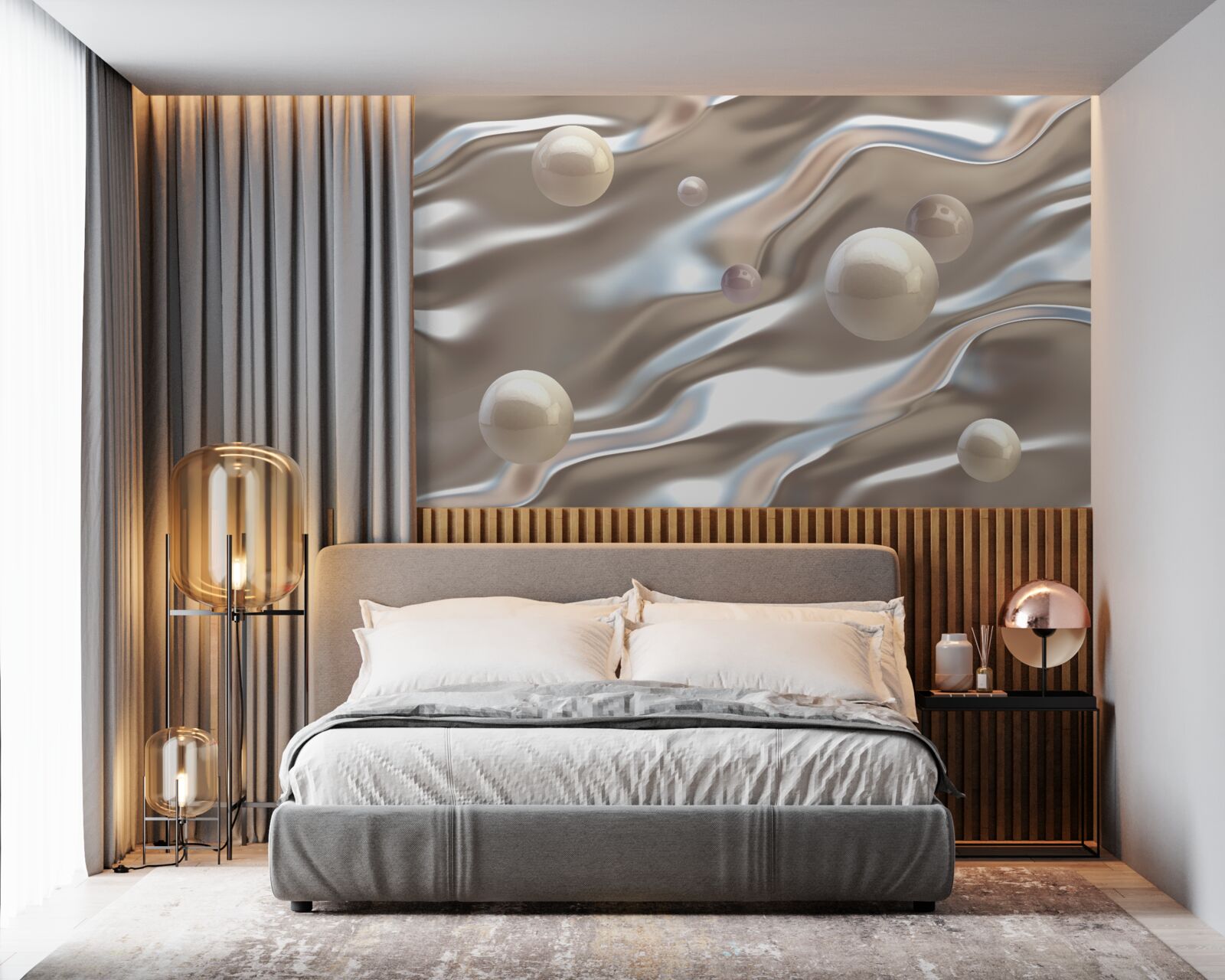 Papier peint nacre sur soie