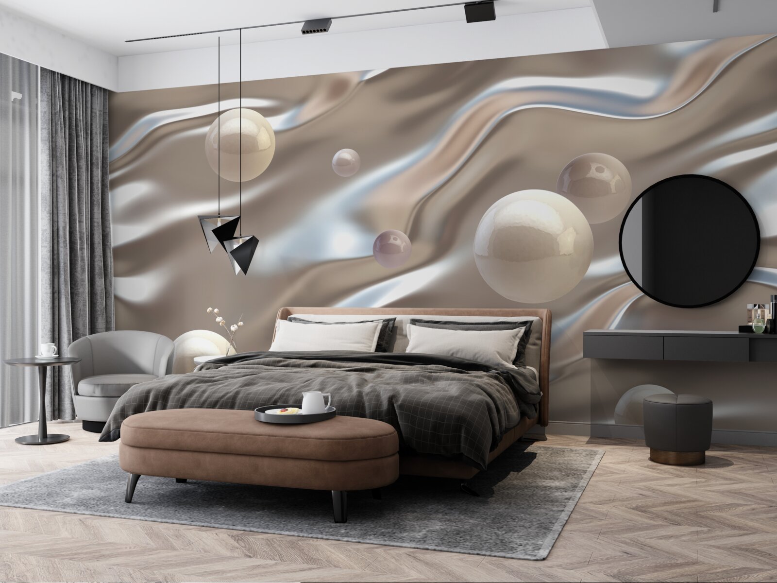 Papier peint nacre sur soie