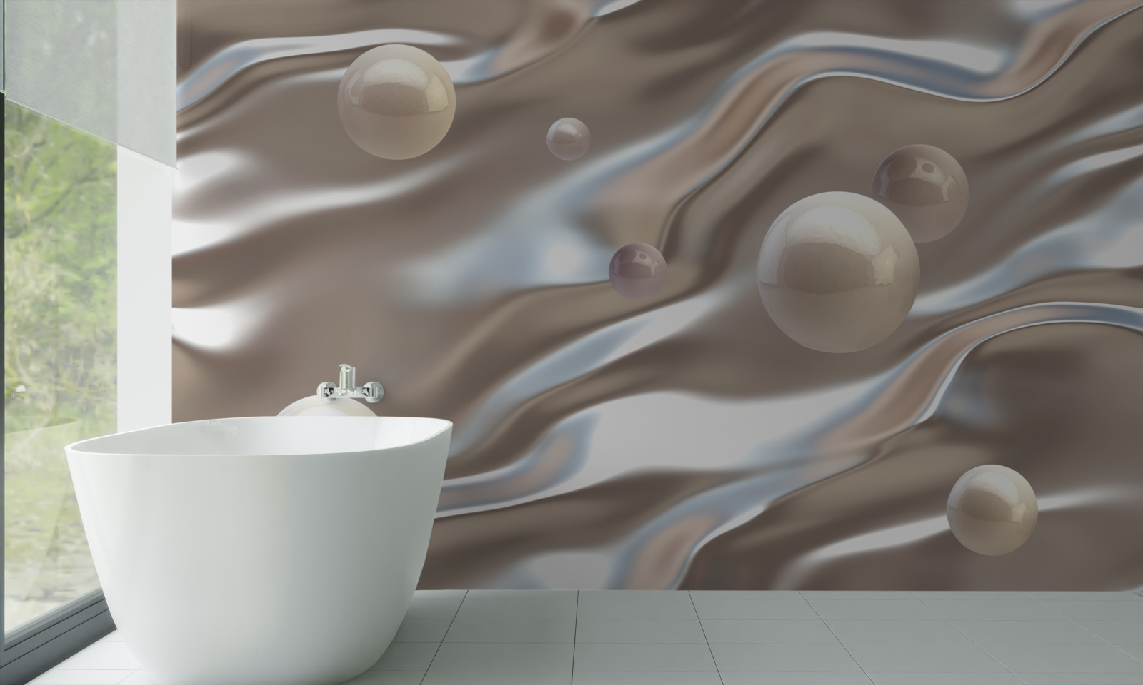 Papier peint nacre sur soie