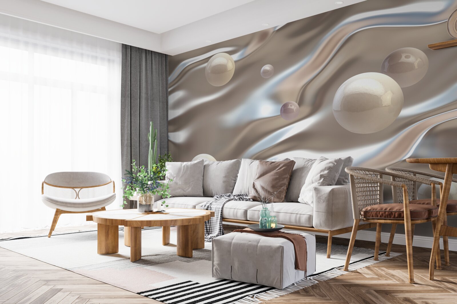 Papier peint nacre sur soie