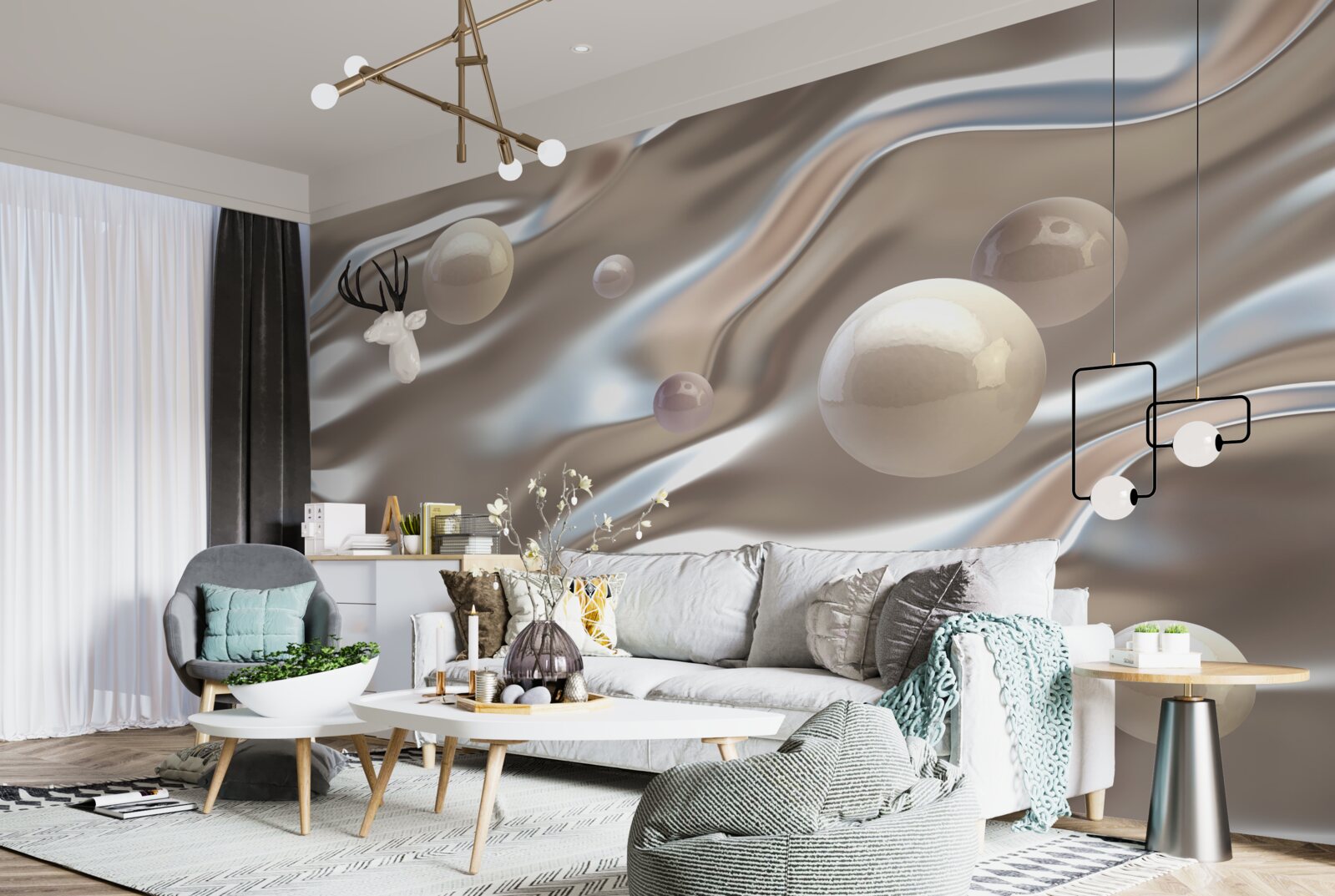 Papier peint nacre sur soie