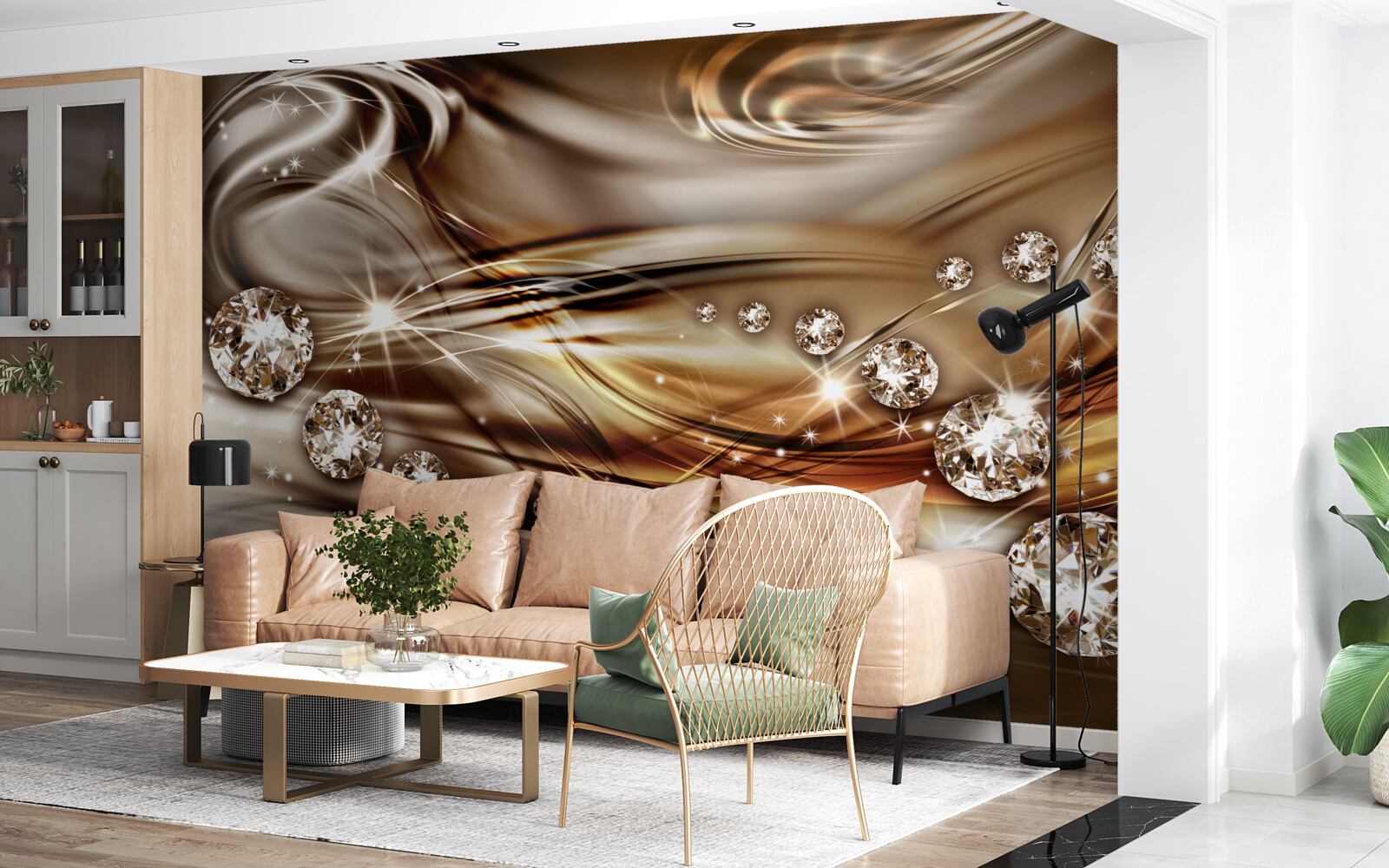 Papier peint bijoux en or et pierres précieuses