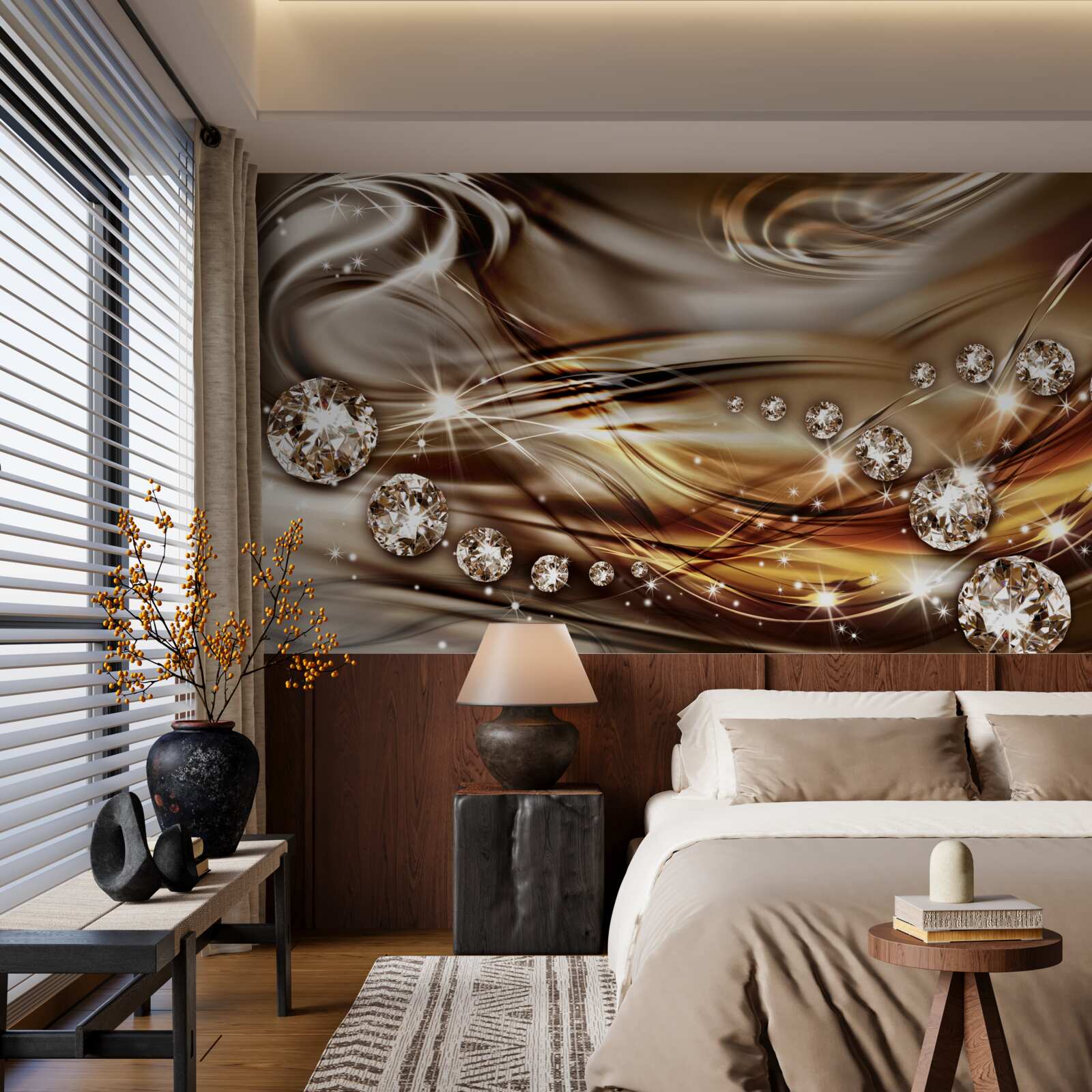 Papier peint bijoux en or et pierres précieuses