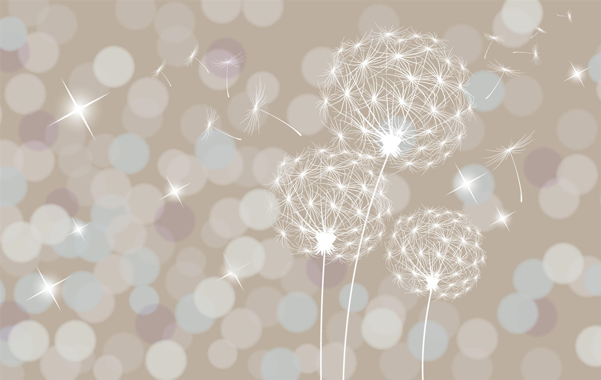 Papier peint pétale de pissenlit, léger comme une plume