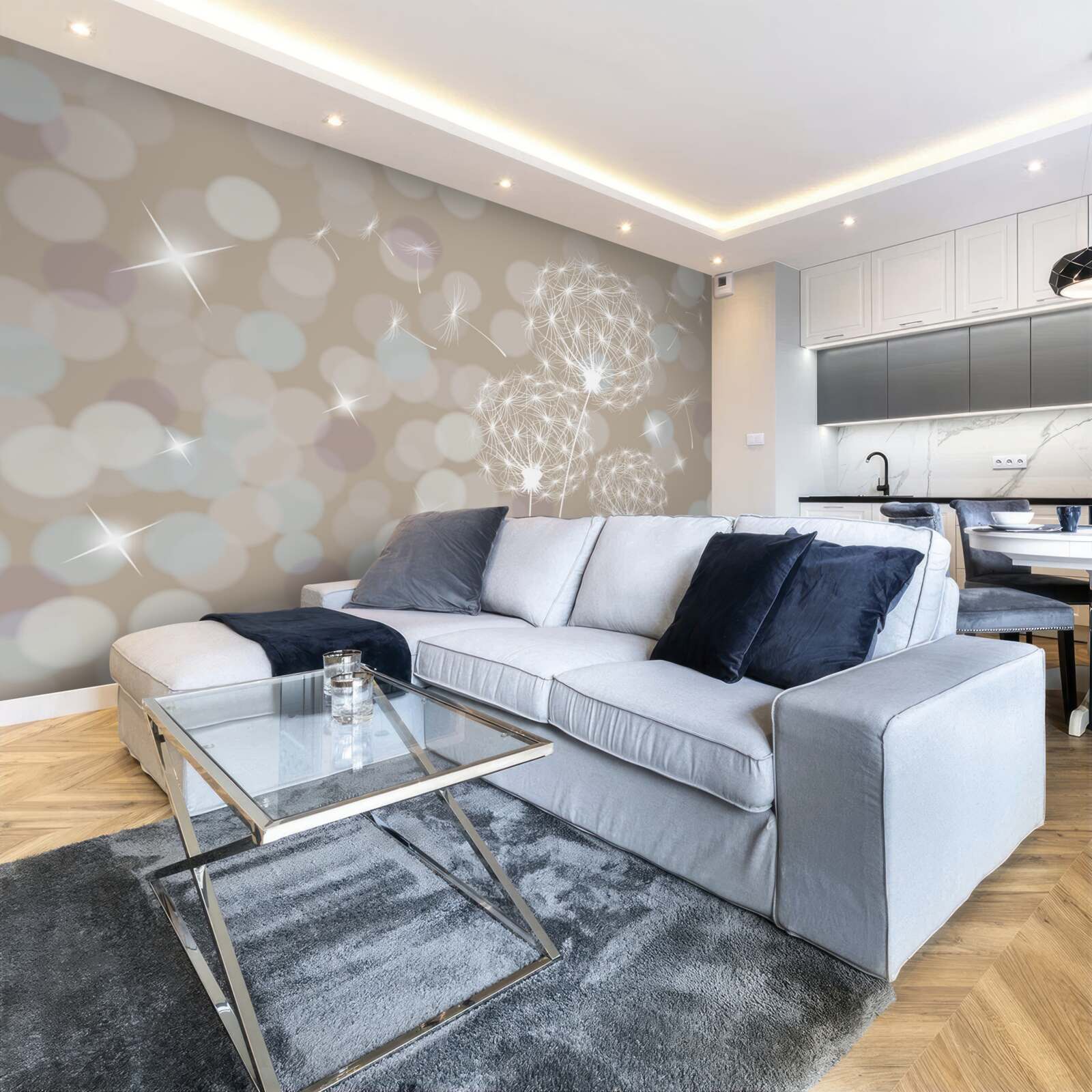 Papier peint pétale de pissenlit, léger comme une plume