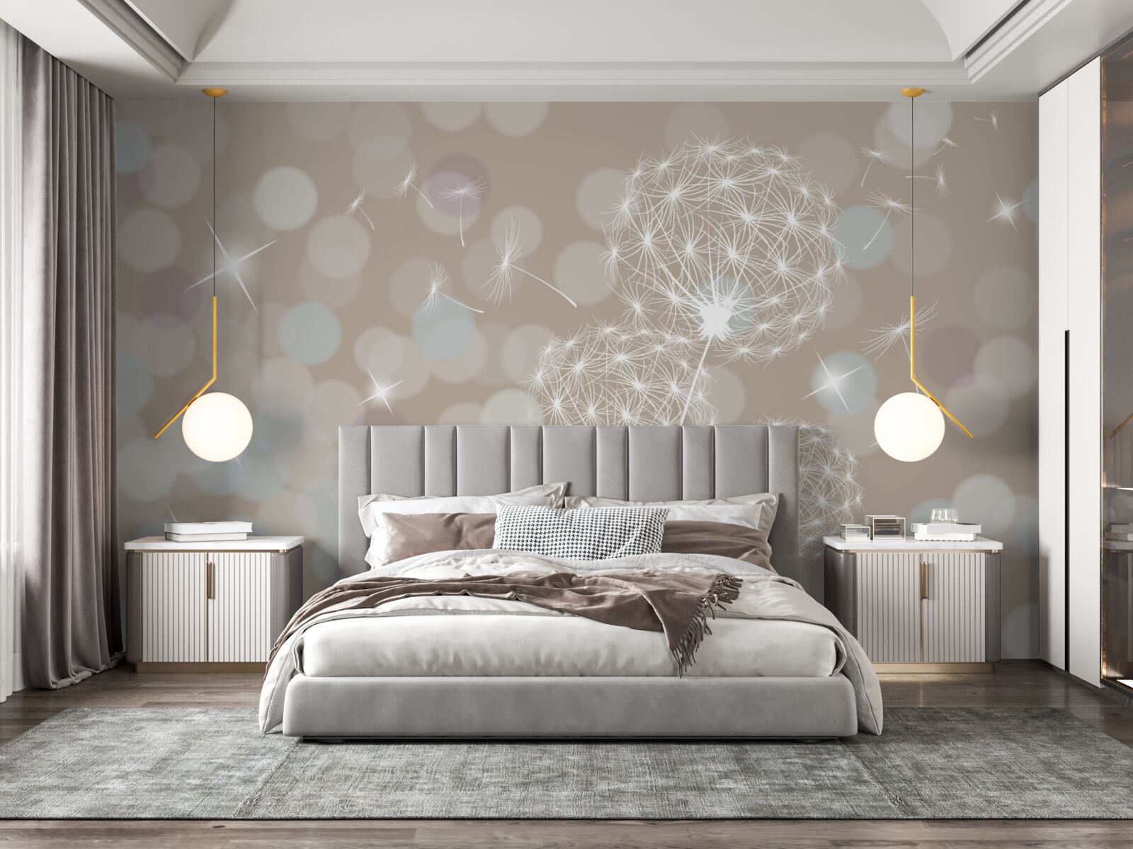 Papier peint pétale de pissenlit, léger comme une plume