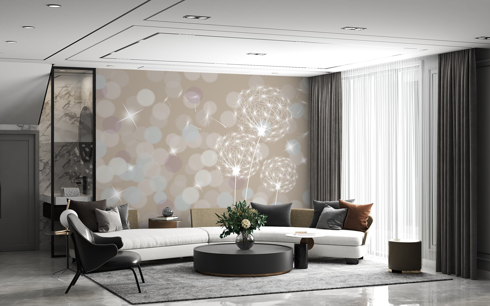 Papier peint pétale de pissenlit, léger comme une plume