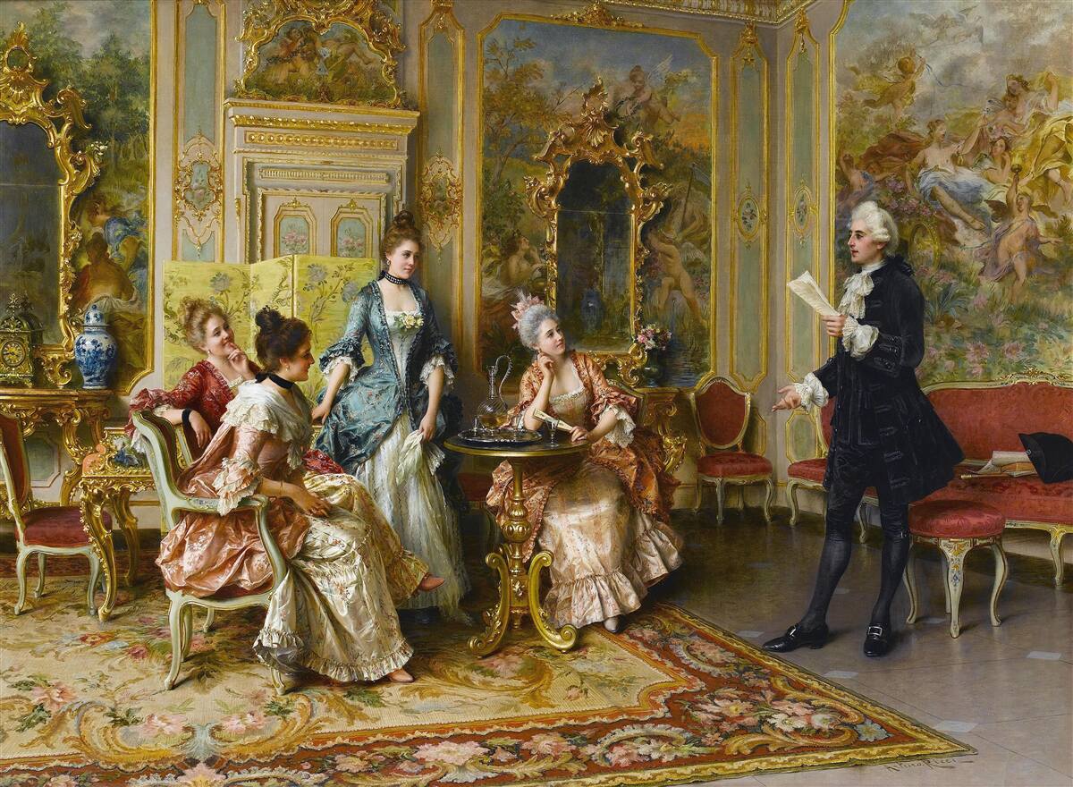 Papier peint l'admiration des dames pour leur passion de la lecture de la poésie