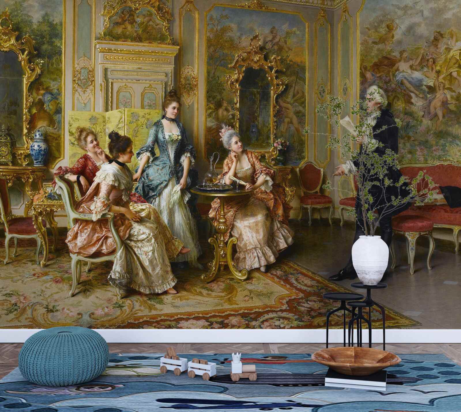 Papier peint l'admiration des dames pour leur passion de la lecture de la poésie