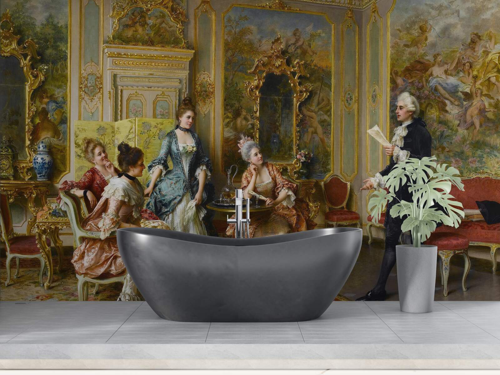 Papier peint l'admiration des dames pour leur passion de la lecture de la poésie