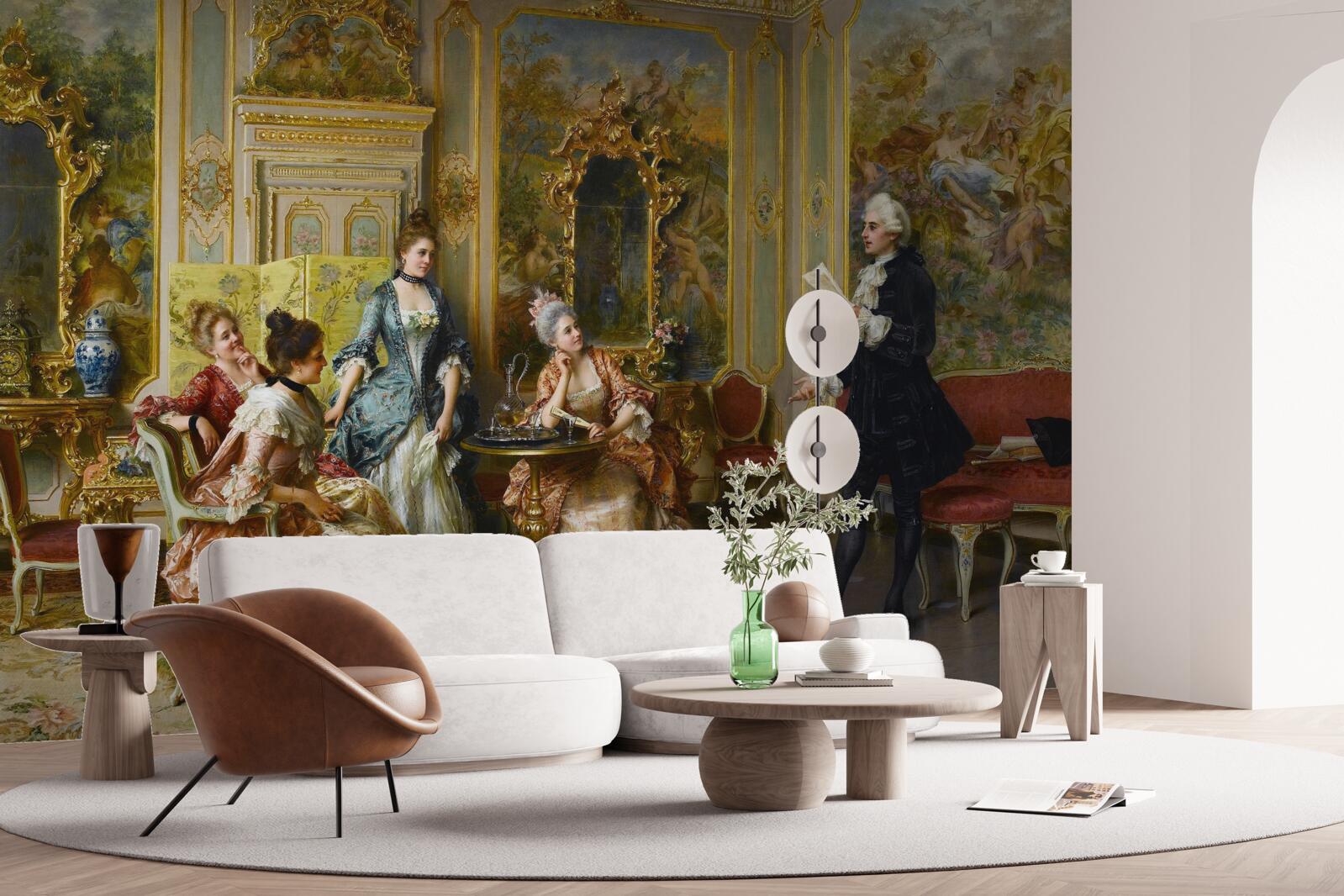 Papier peint l'admiration des dames pour leur passion de la lecture de la poésie