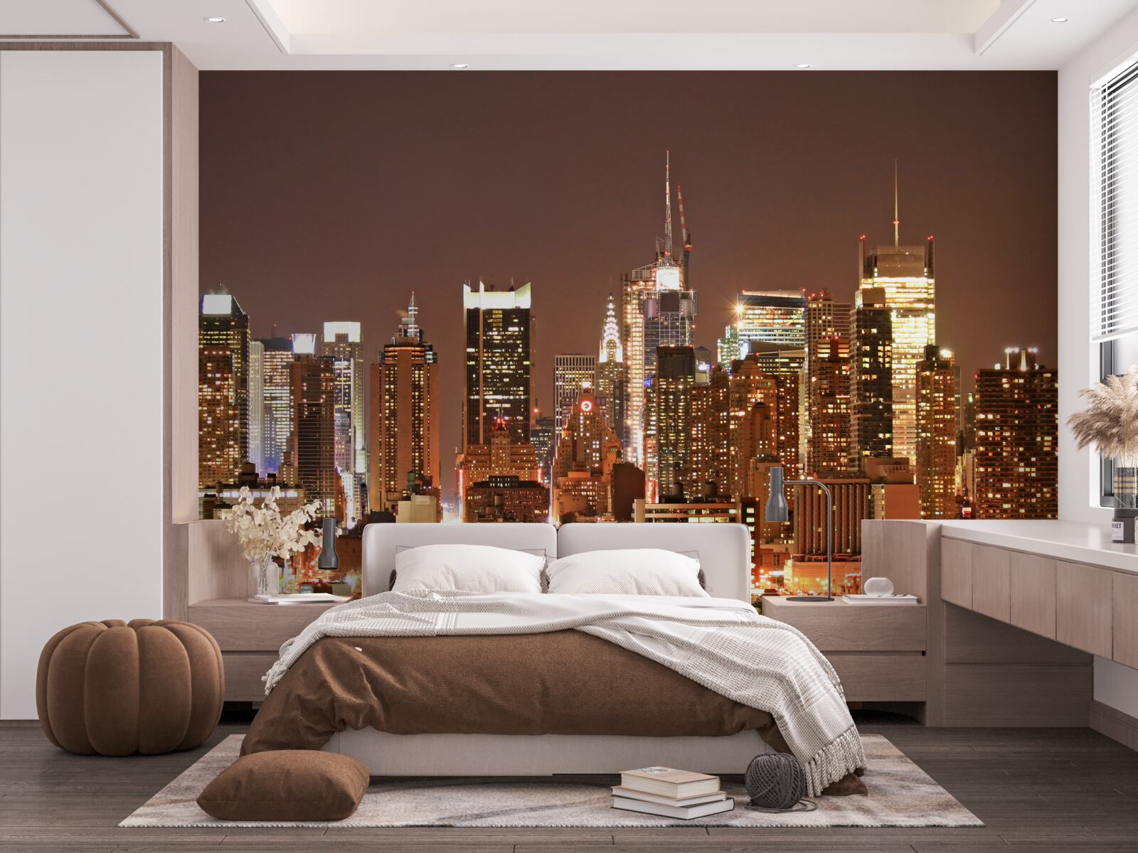 Papier peint ville modernisée de nuit et gratte-ciel