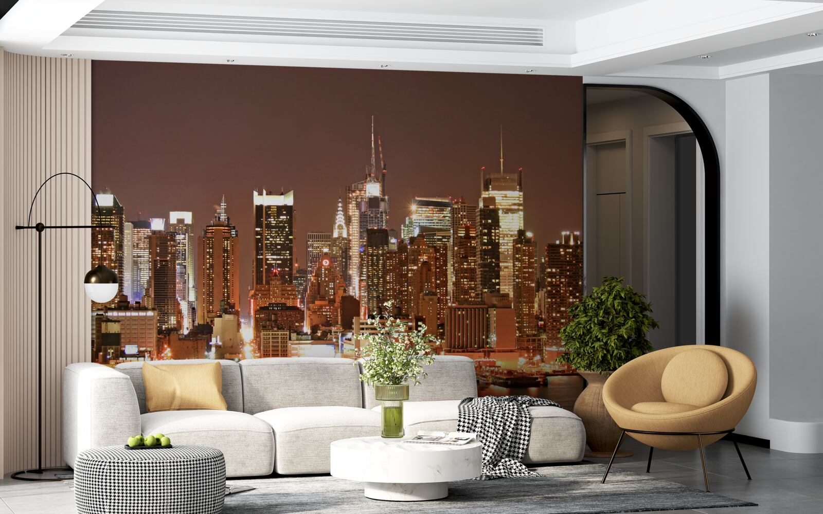 Papier peint ville modernisée de nuit et gratte-ciel