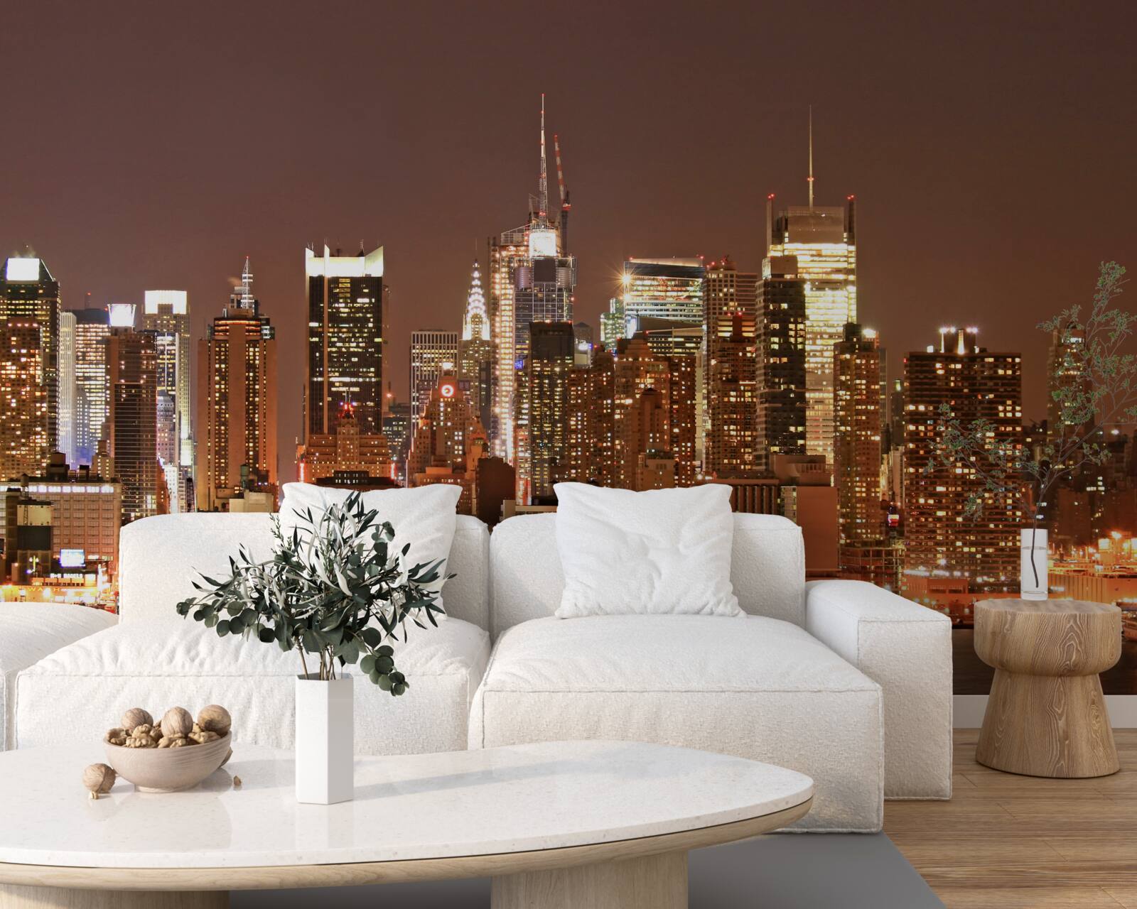 Papier peint ville modernisée de nuit et gratte-ciel