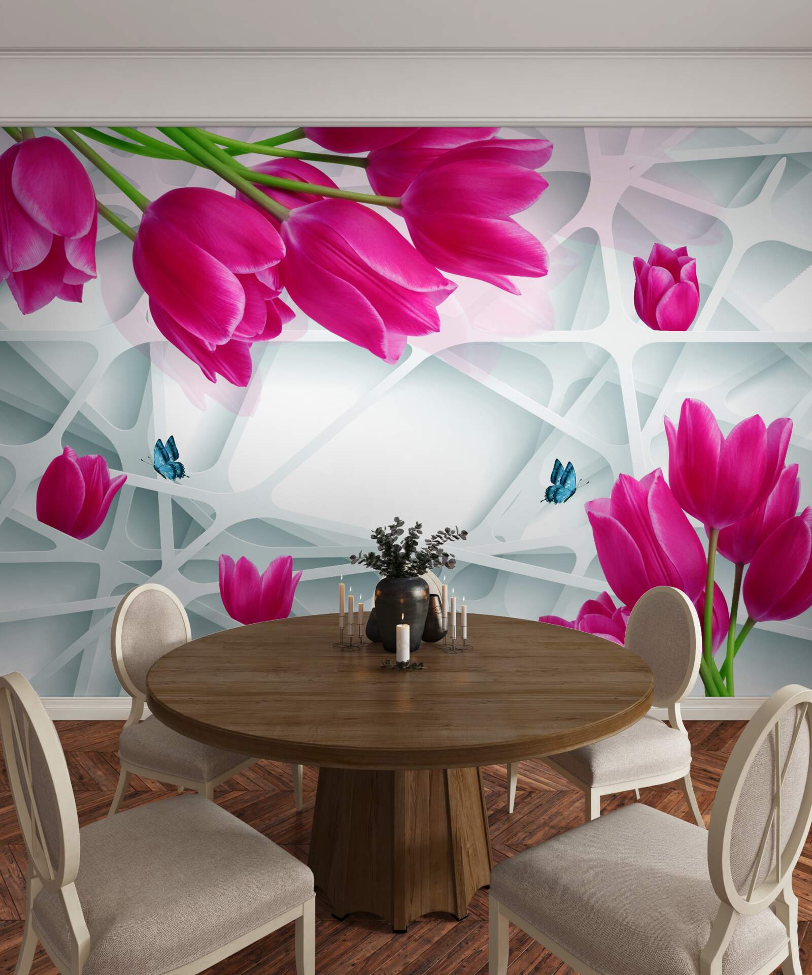 Papier peint magnifiques bourgeons de tulipes roses