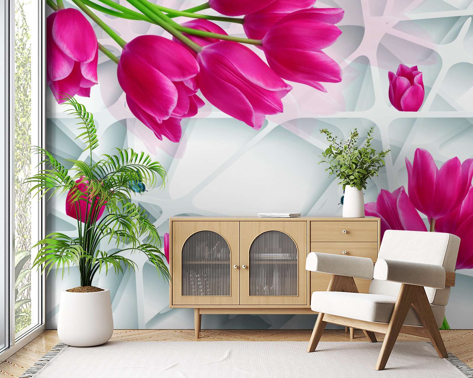 Papier peint magnifiques bourgeons de tulipes roses