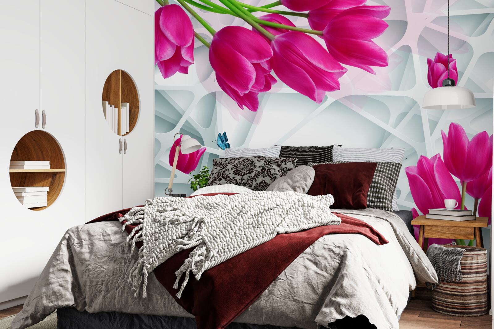 Papier peint magnifiques bourgeons de tulipes roses