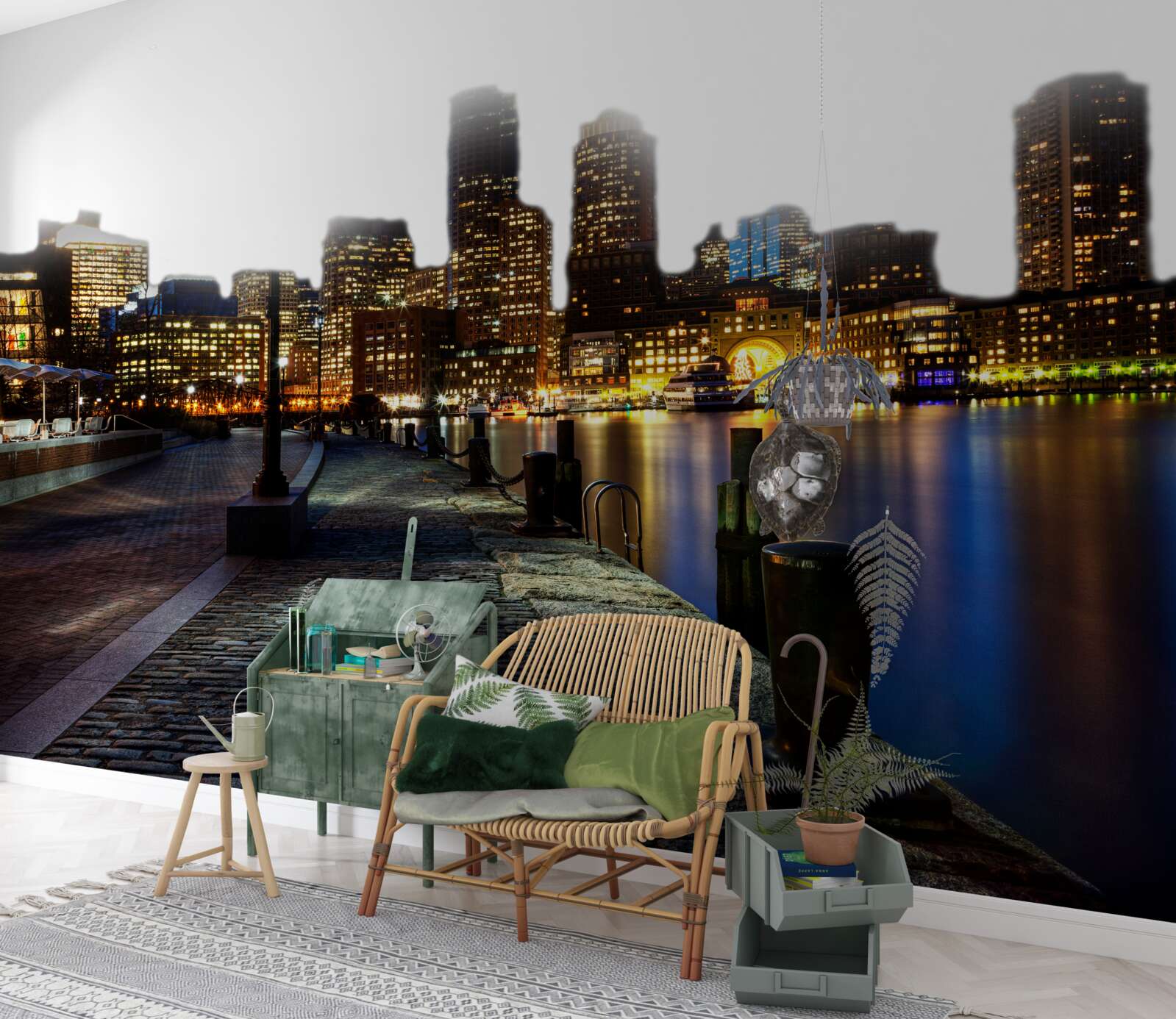 Papier peint Aube sur un quai désert