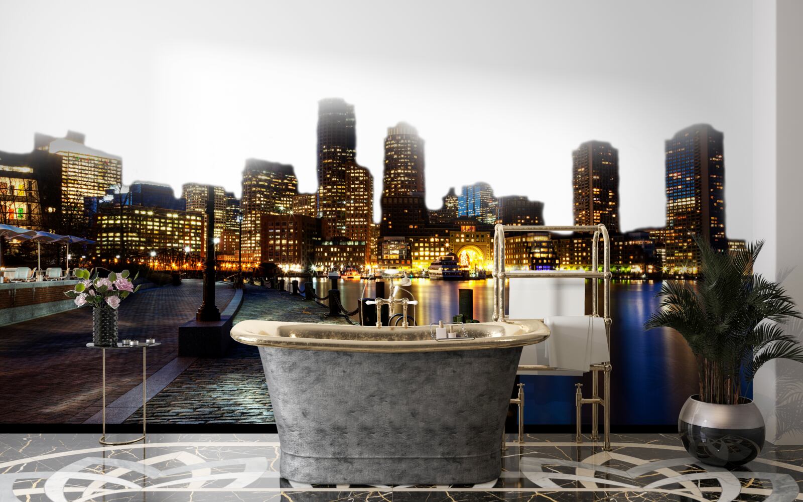 Papier peint Aube sur un quai désert