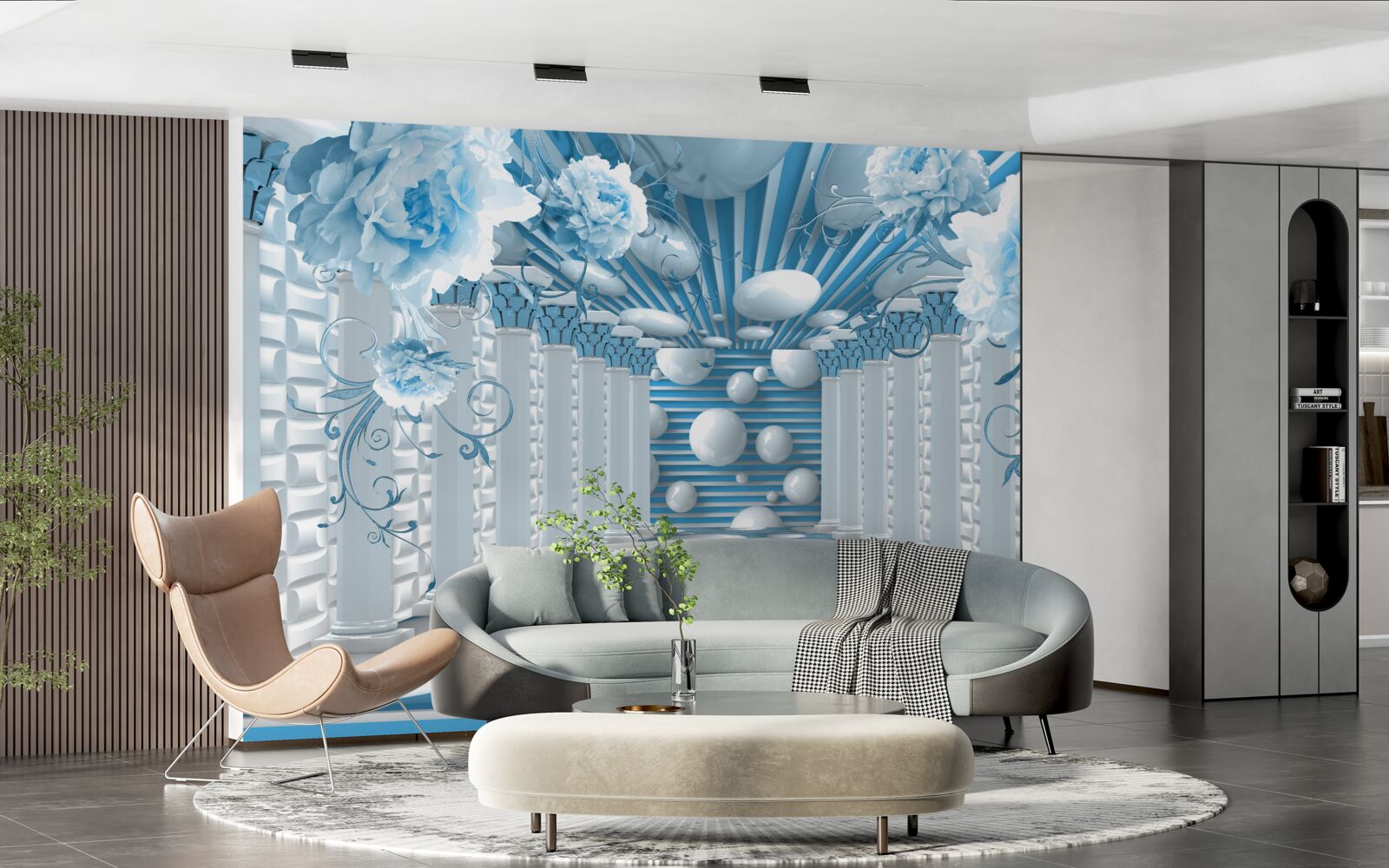 Papier peint la rose bleue crée un tunnel abstrait