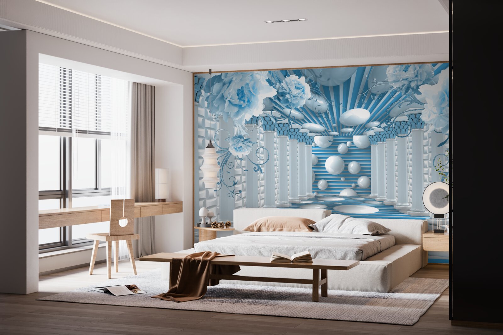 Papier peint la rose bleue crée un tunnel abstrait