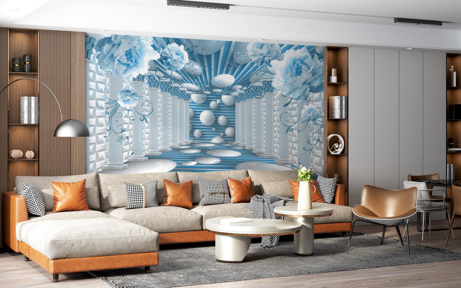 Papier peint la rose bleue crée un tunnel abstrait