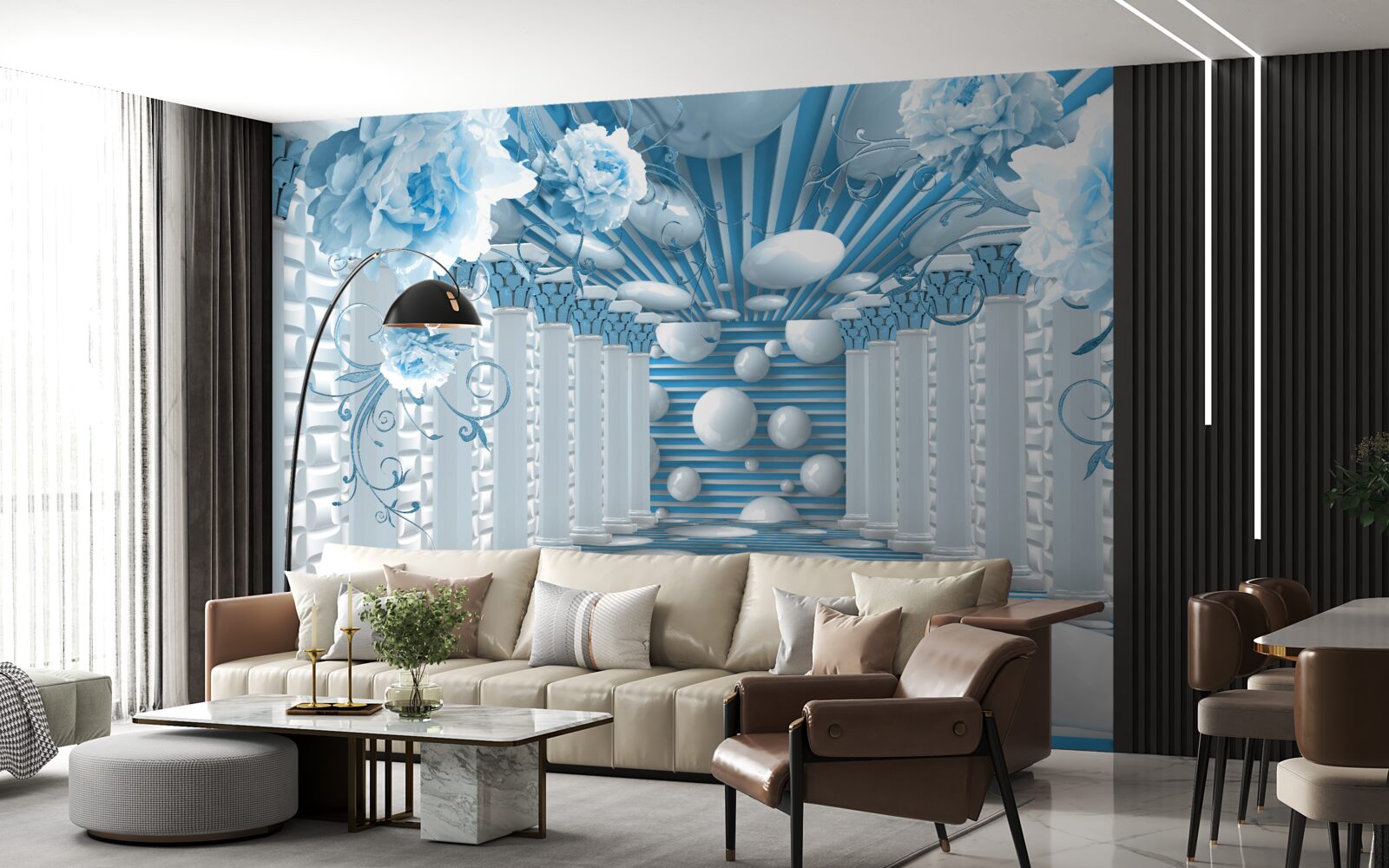 Papier peint la rose bleue crée un tunnel abstrait