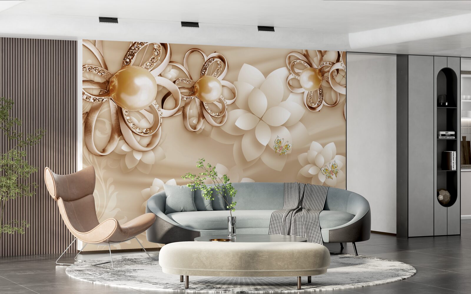 Papier peint les fleurs de magnolia sont blanches comme la neige avec des reflets dorés