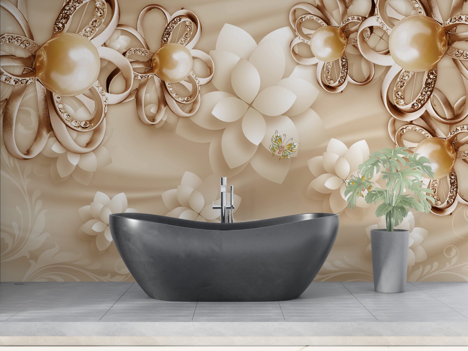 Papier peint les fleurs de magnolia sont blanches comme la neige avec des reflets dorés