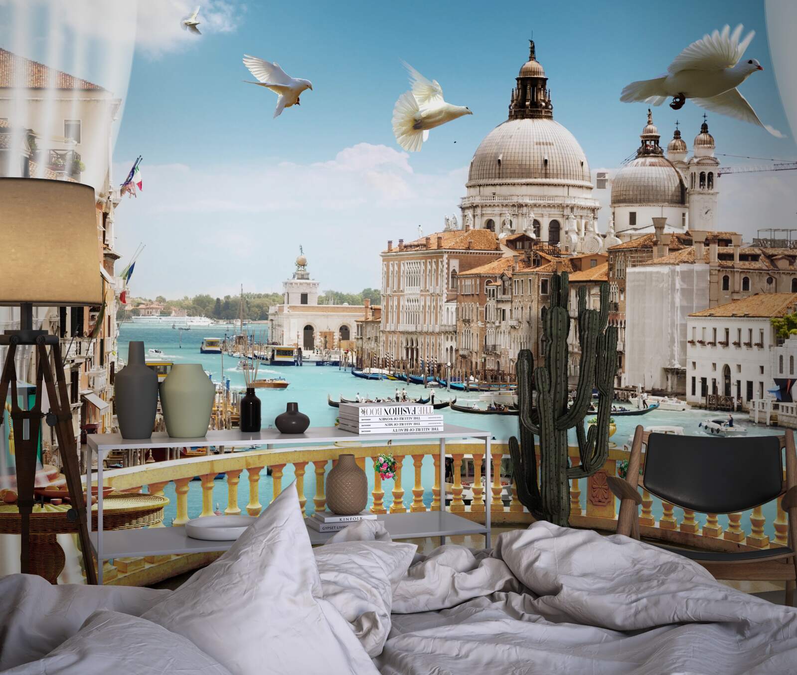 Papier peint la vue depuis le balcon offre un magnifique panorama de venise