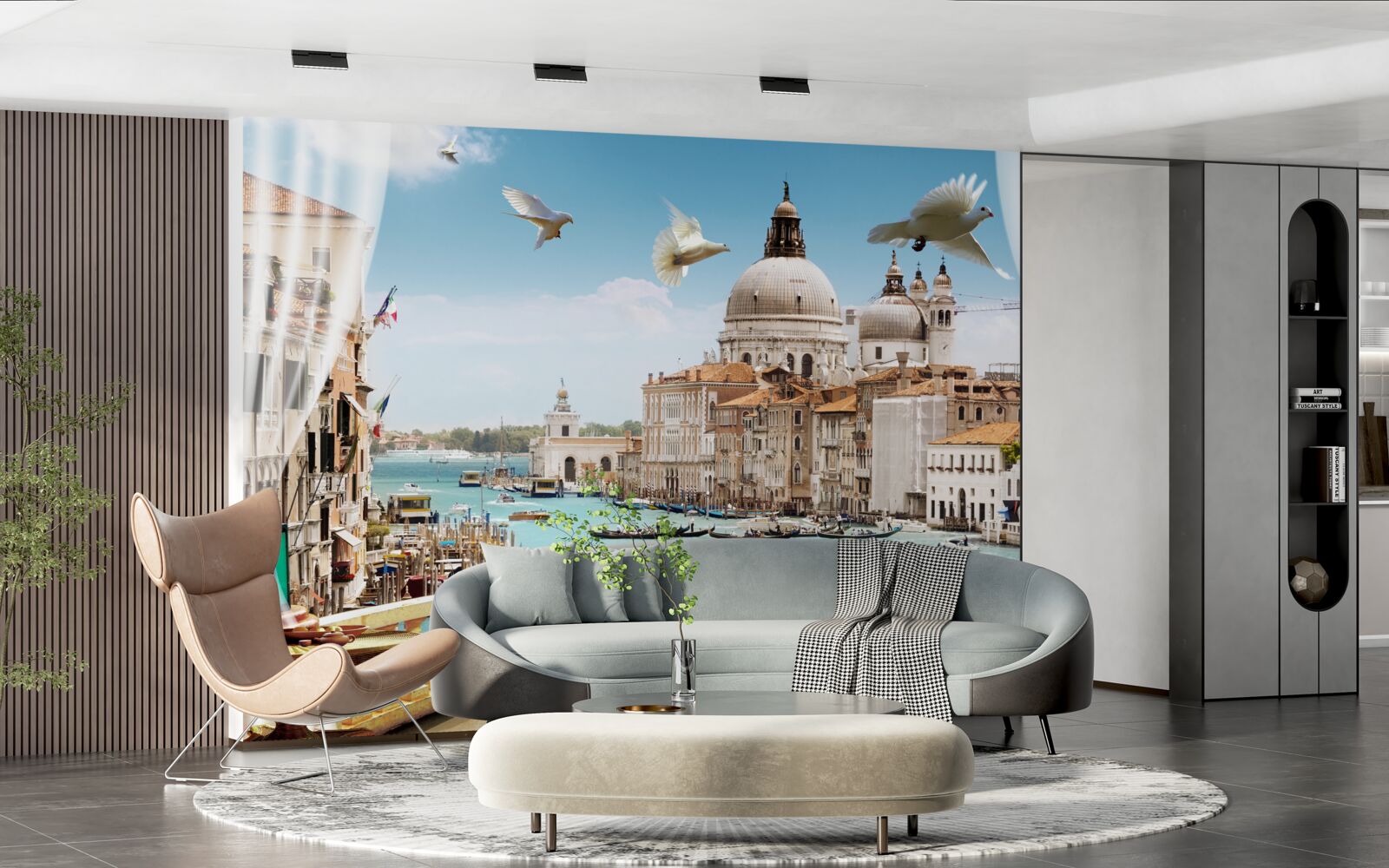 Papier peint la vue depuis le balcon offre un magnifique panorama de venise