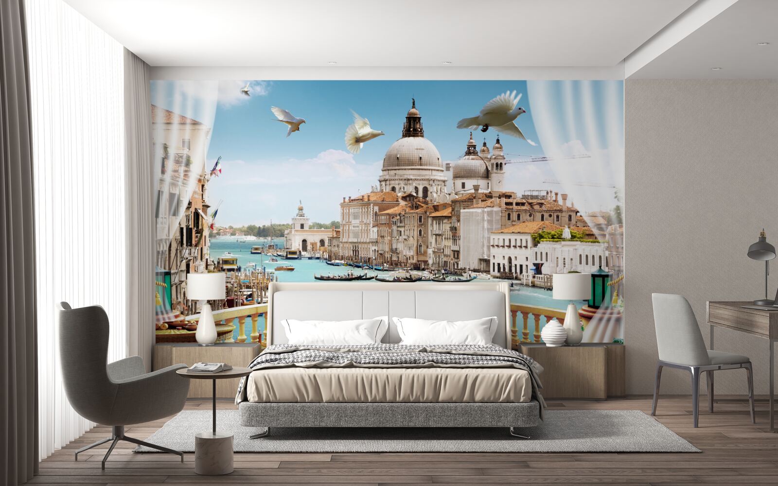 Papier peint la vue depuis le balcon offre un magnifique panorama de venise