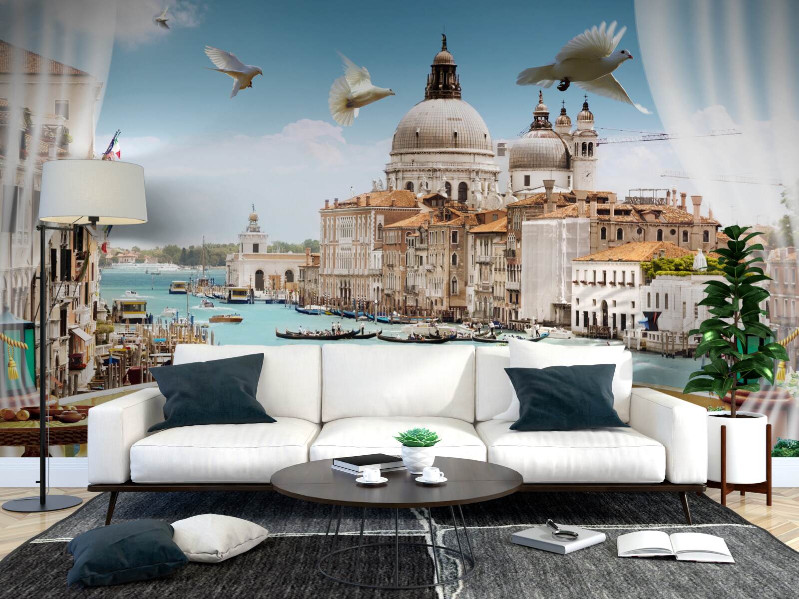 Papier peint la vue depuis le balcon offre un magnifique panorama de venise