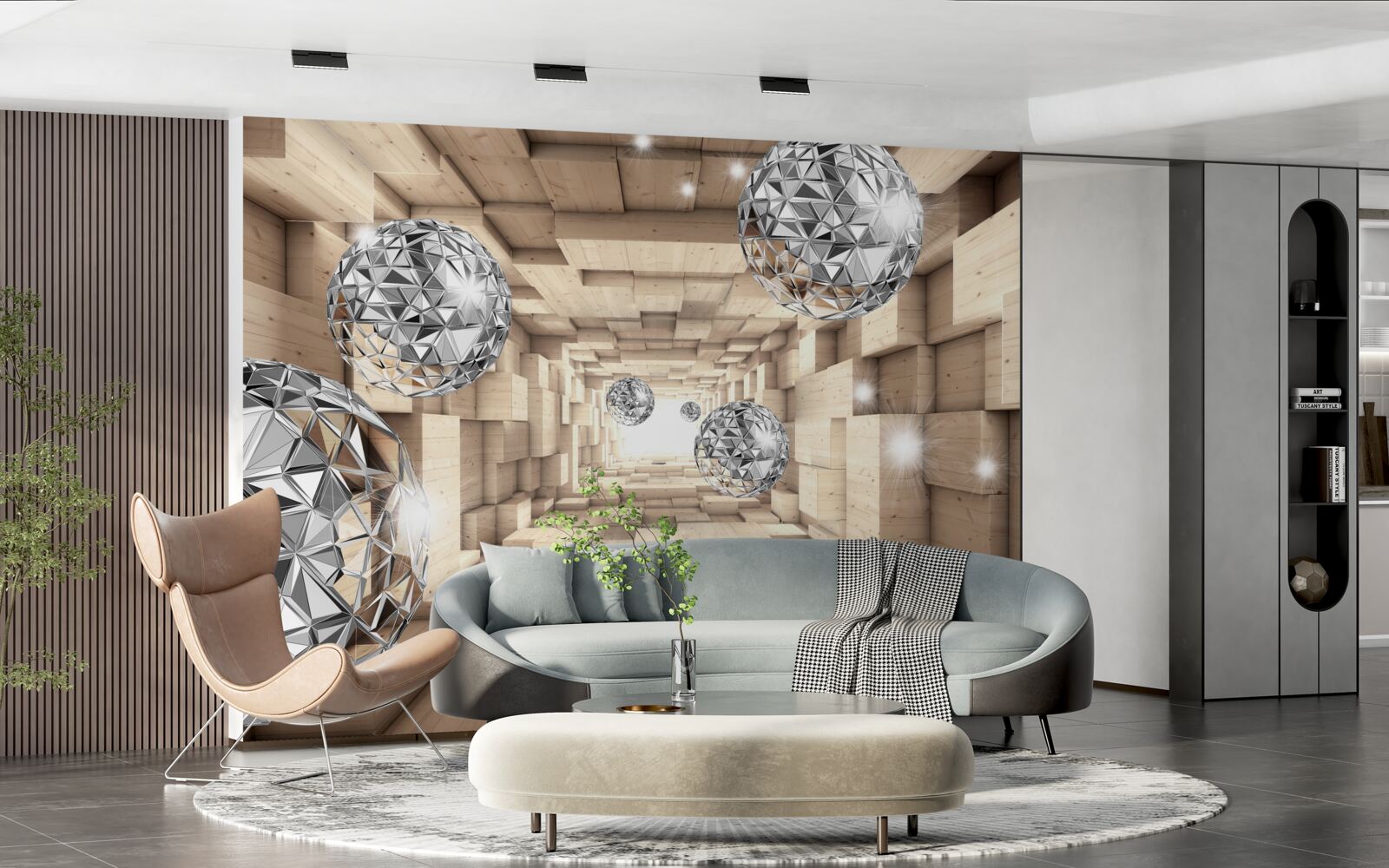 Papier peint des balles d'argent dans le passage du bronze