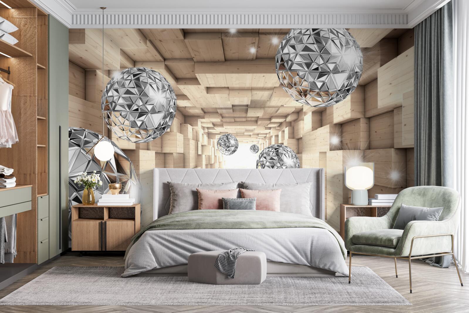 Papier peint des balles d'argent dans le passage du bronze