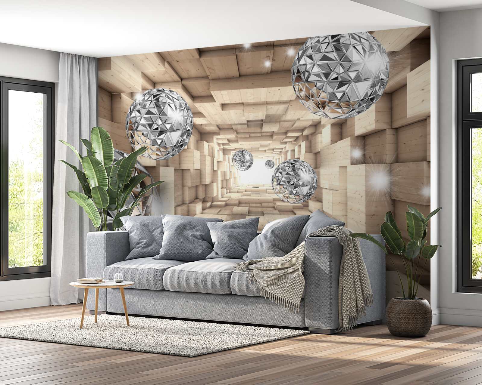 Papier peint des balles d'argent dans le passage du bronze