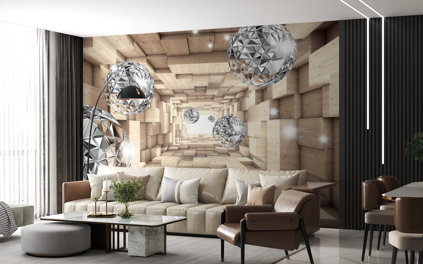 Papier peint des balles d'argent dans le passage du bronze