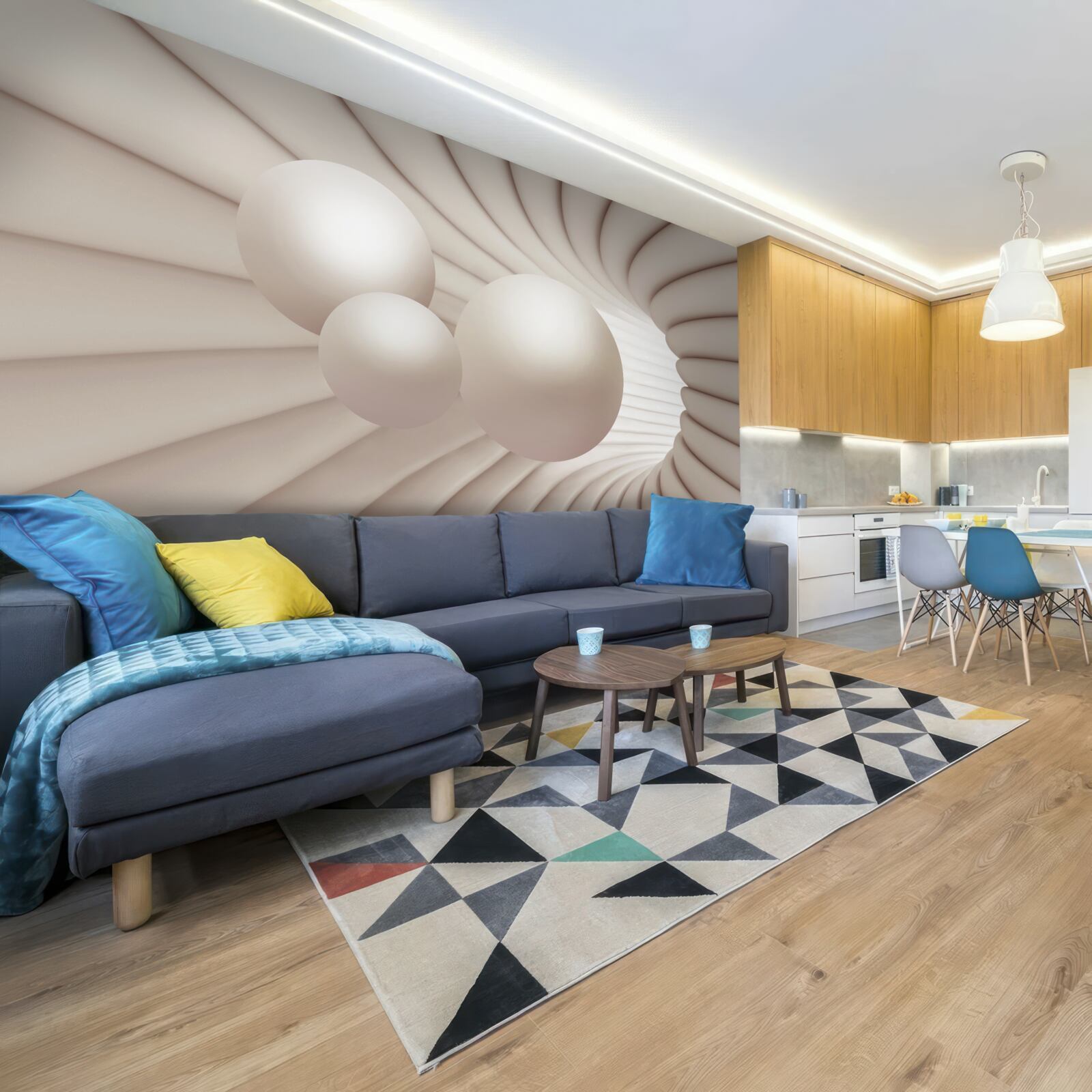 Papier peint trois perles s'envolent dans le passage