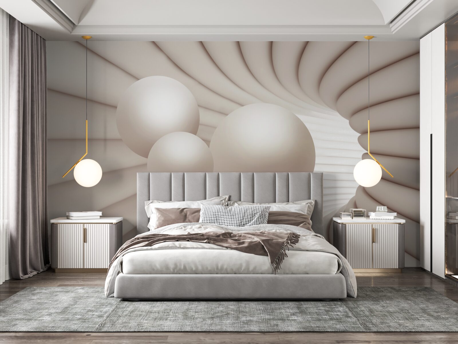 Papier peint trois perles s'envolent dans le passage