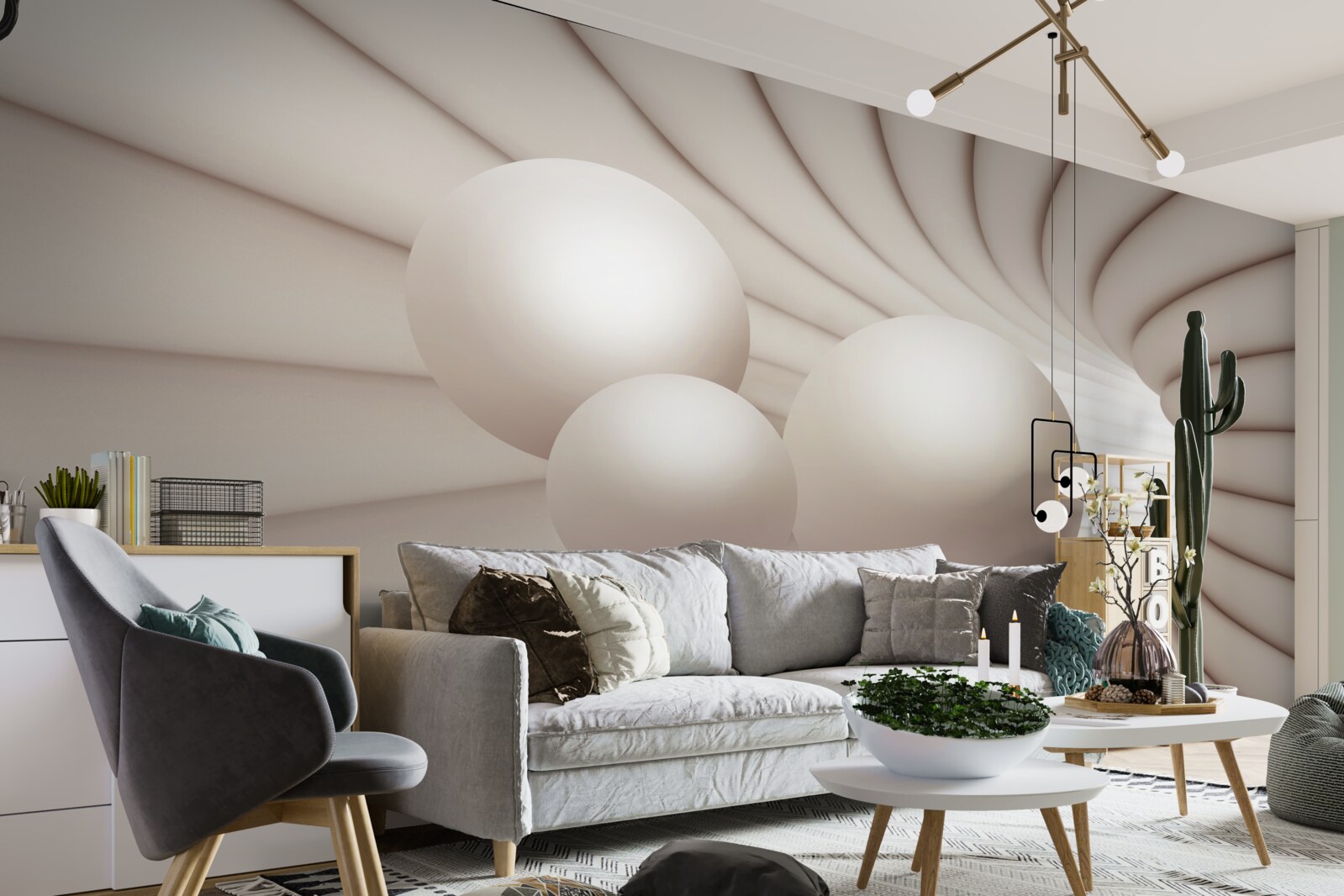 Papier peint trois perles s'envolent dans le passage