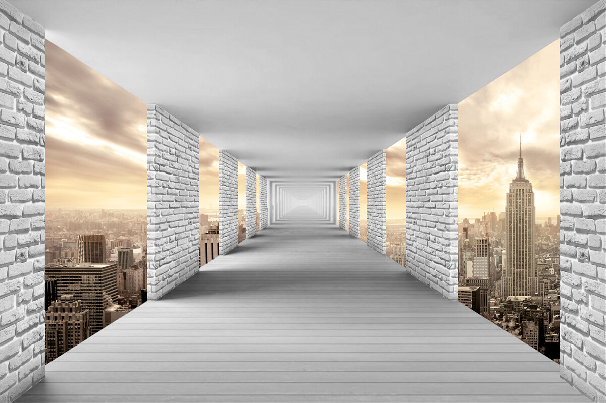 Papier peint promenade en ville en 3d