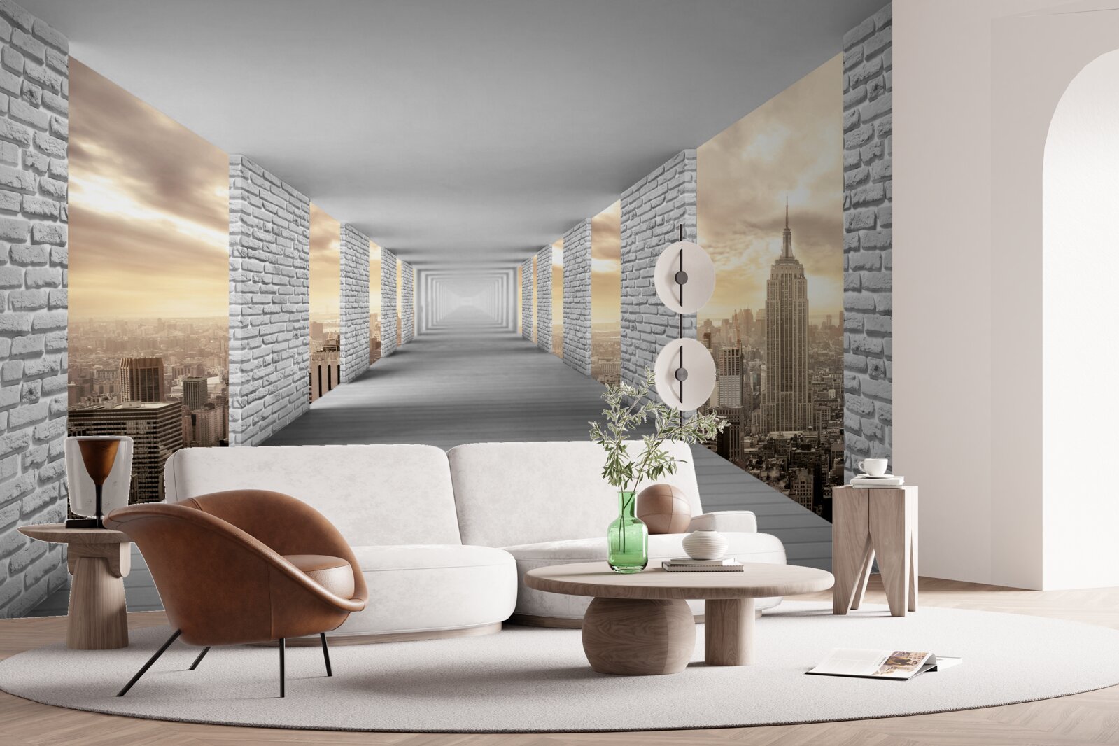 Papier peint promenade en ville en 3d