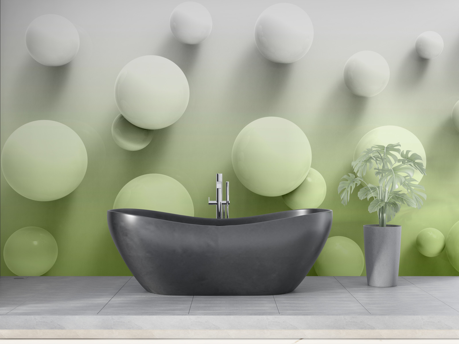 Papier peint boules blanches flottantes en dégradé